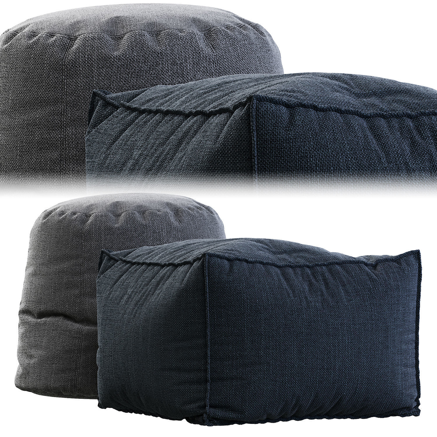 Pouff bean bag chair 3D model_1