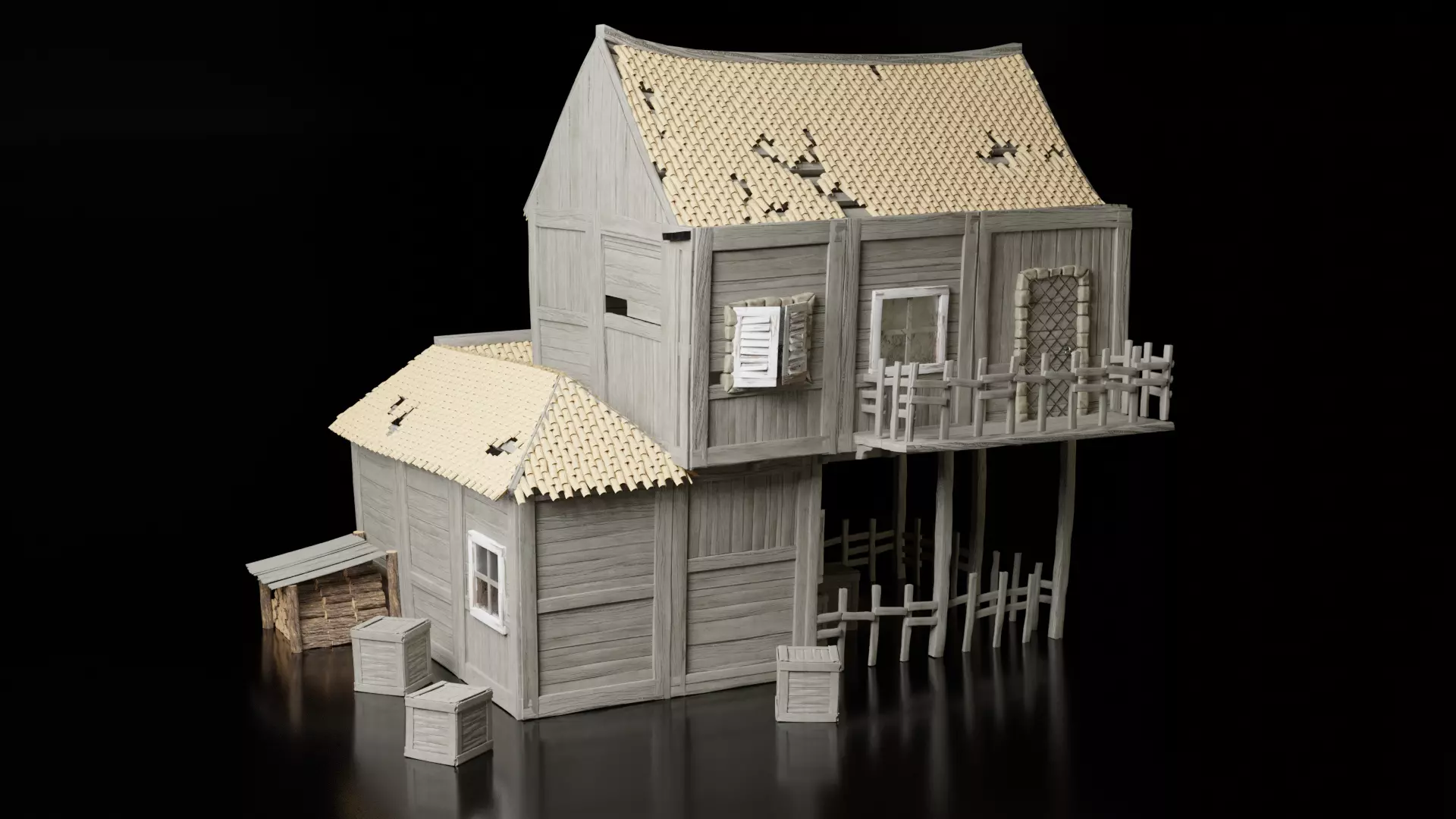 Medieval House 3D model_0