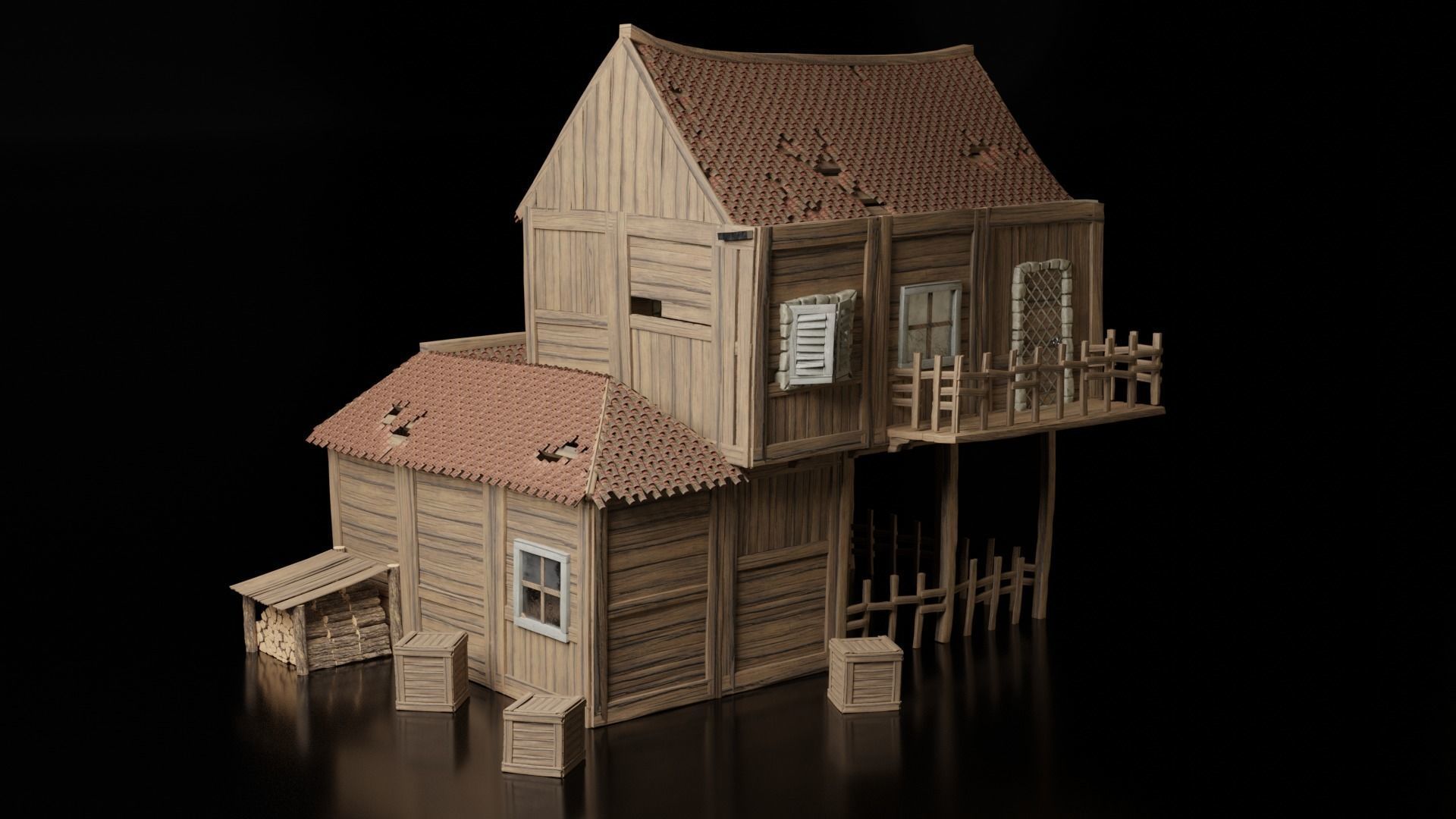 Medieval House 3D model_3