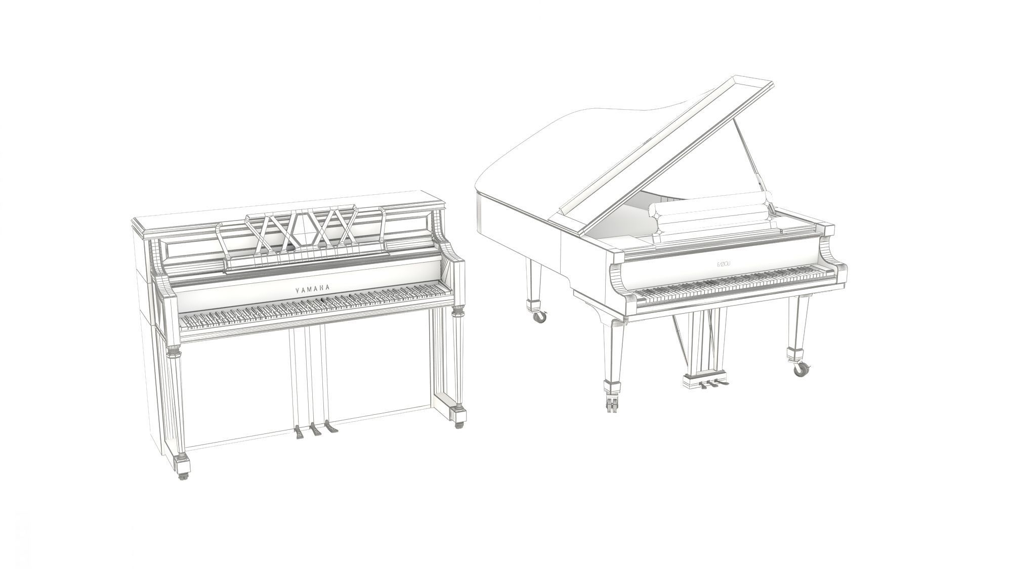 Two Pianos 3D model_5