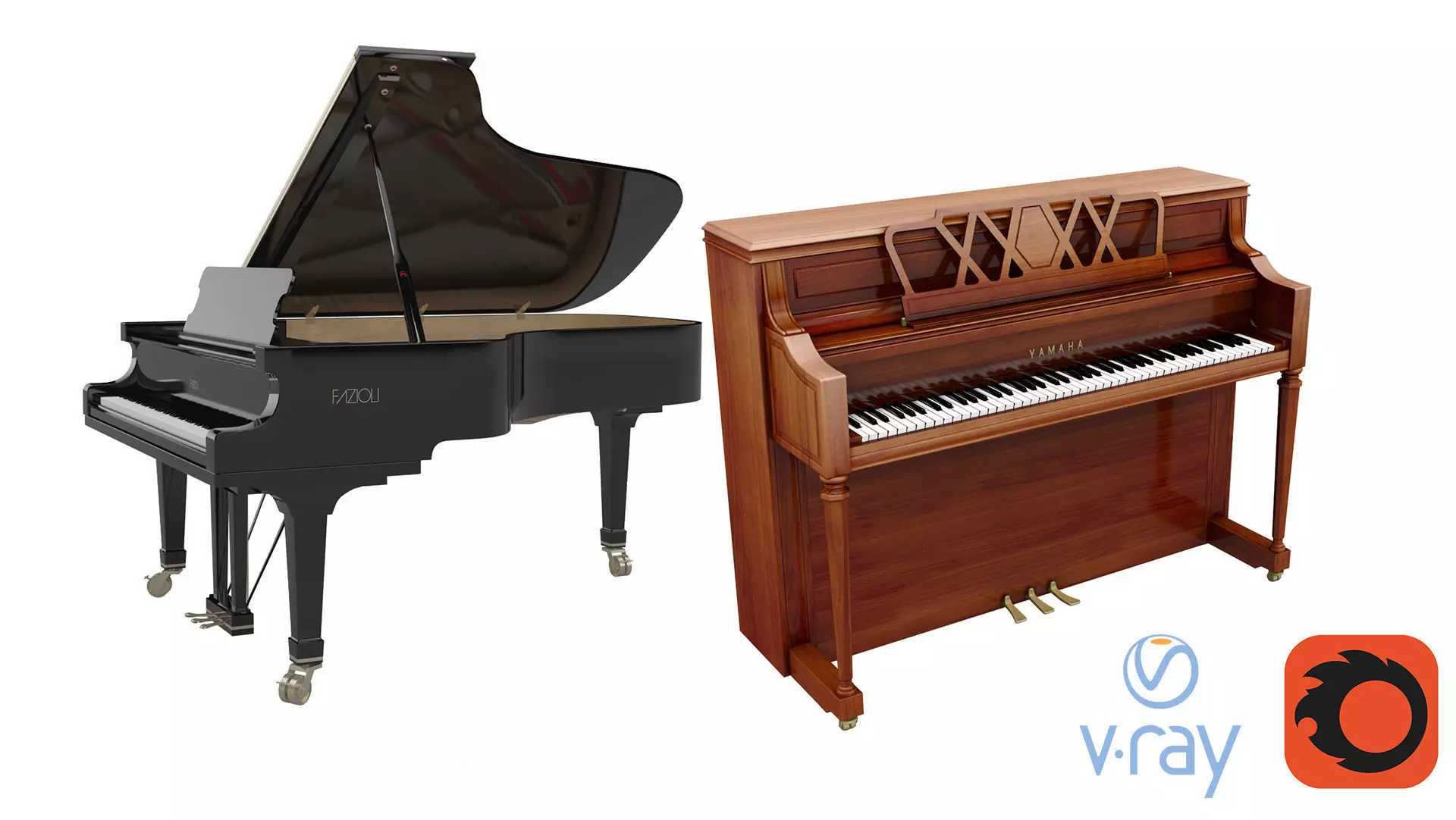 Two Pianos 3D model_0