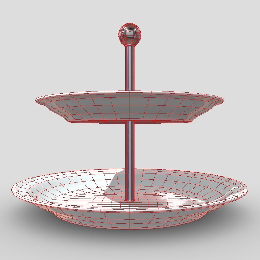 Etagere plate with two tiers Low-poly 3D model_4