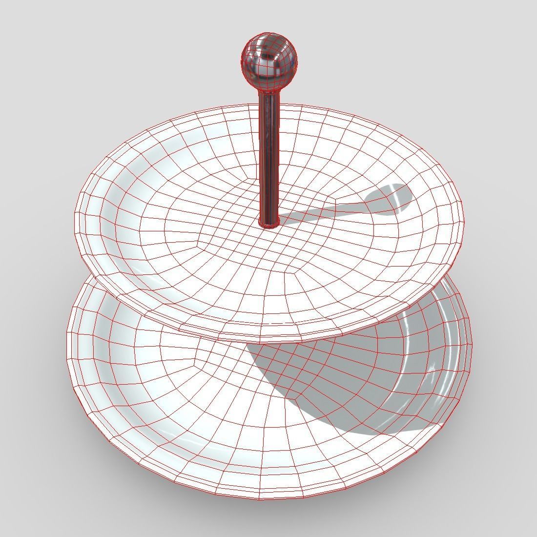 Etagere plate with two tiers Low-poly 3D model_6