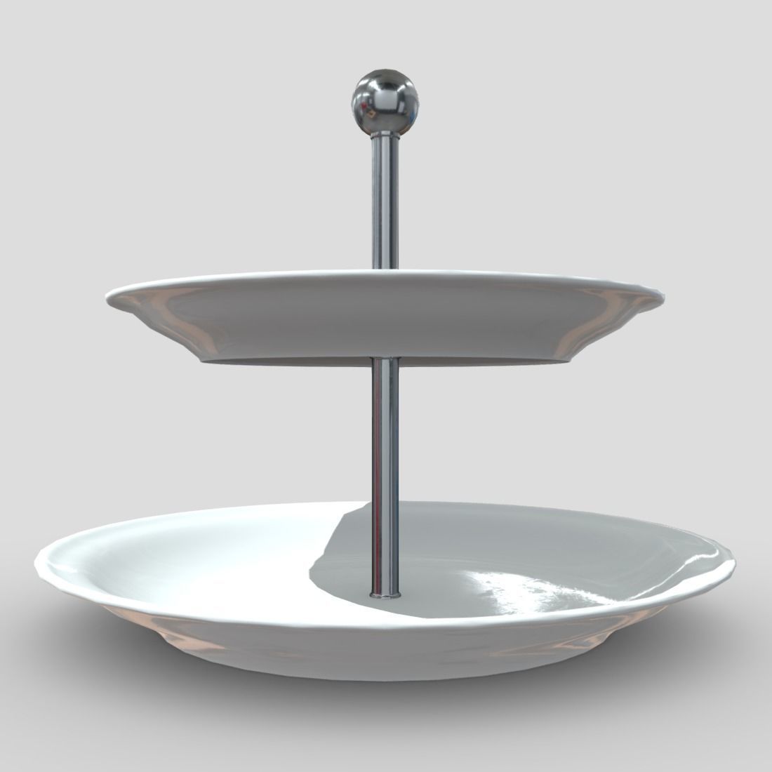 Etagere plate with two tiers Low-poly 3D model_3