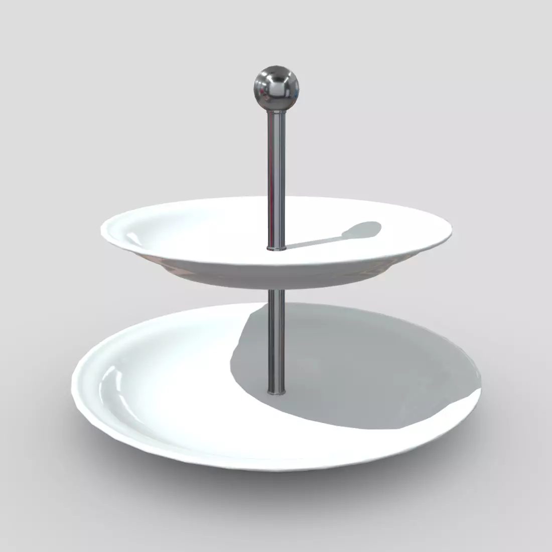 Etagere plate with two tiers Low-poly 3D model_0