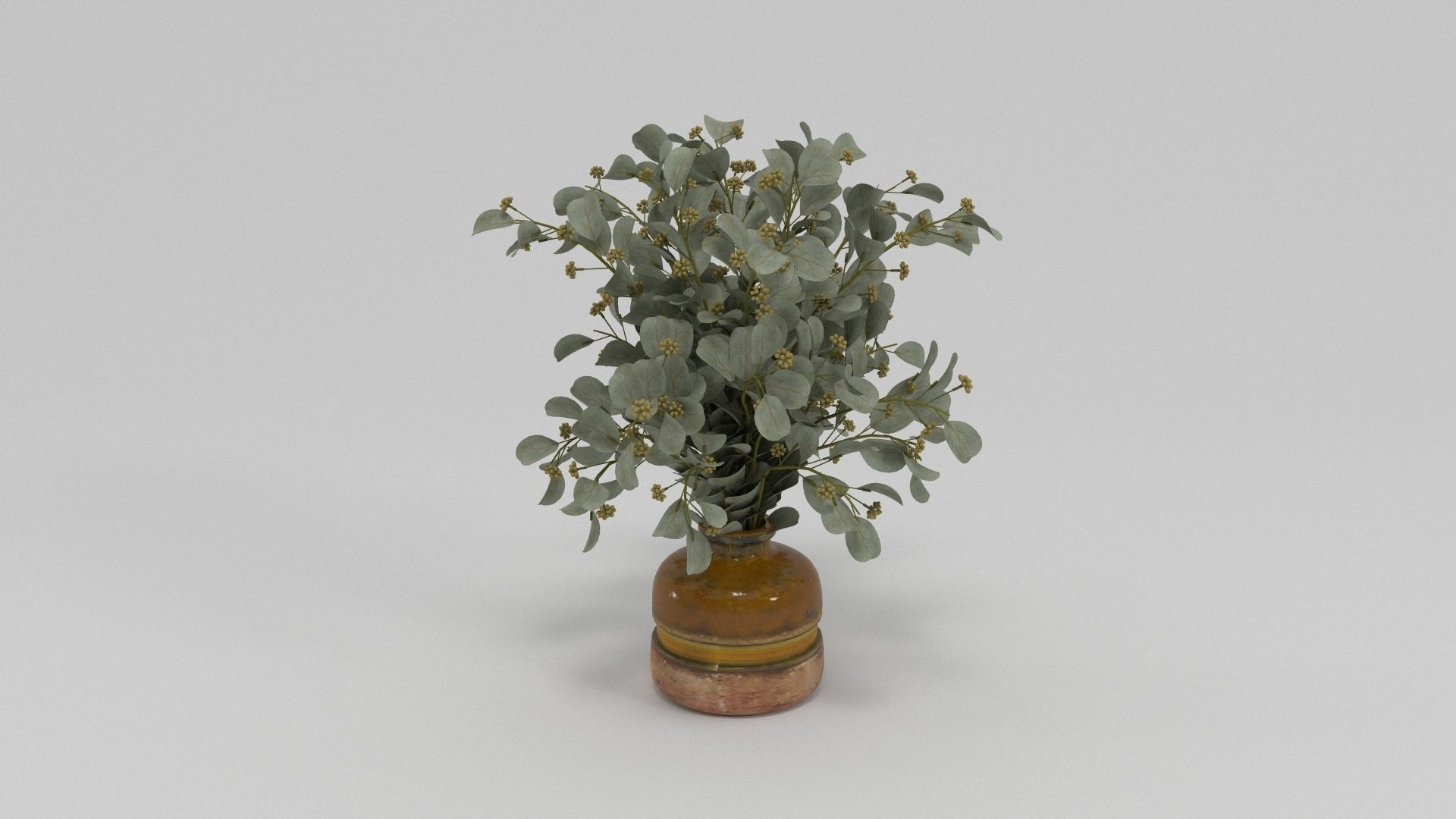 Seeded Eucalyptus In Red Gold Glass Bottle 3D model_1