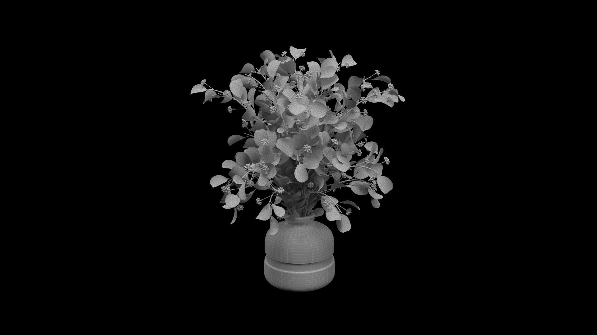 Seeded Eucalyptus In Red Gold Glass Bottle 3D model_3