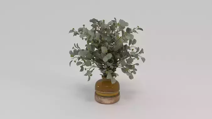 Seeded Eucalyptus In Red Gold Glass Bottle