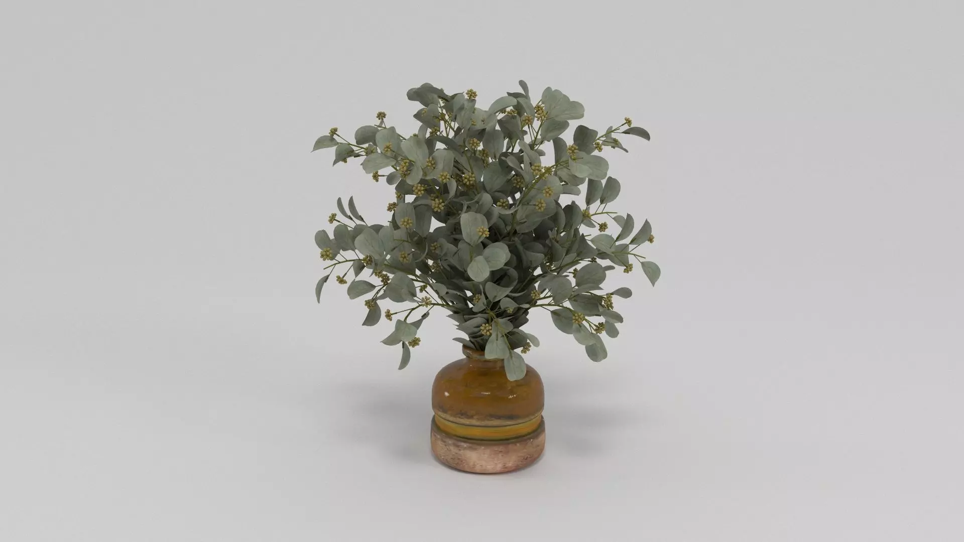 Seeded Eucalyptus In Red Gold Glass Bottle 3D model_0