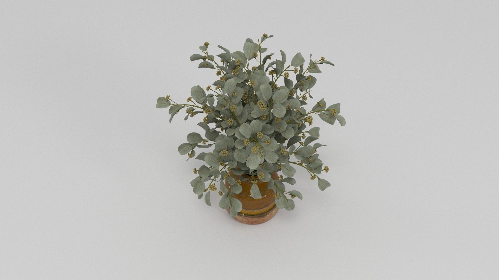 Seeded Eucalyptus In Red Gold Glass Bottle 3D model_2