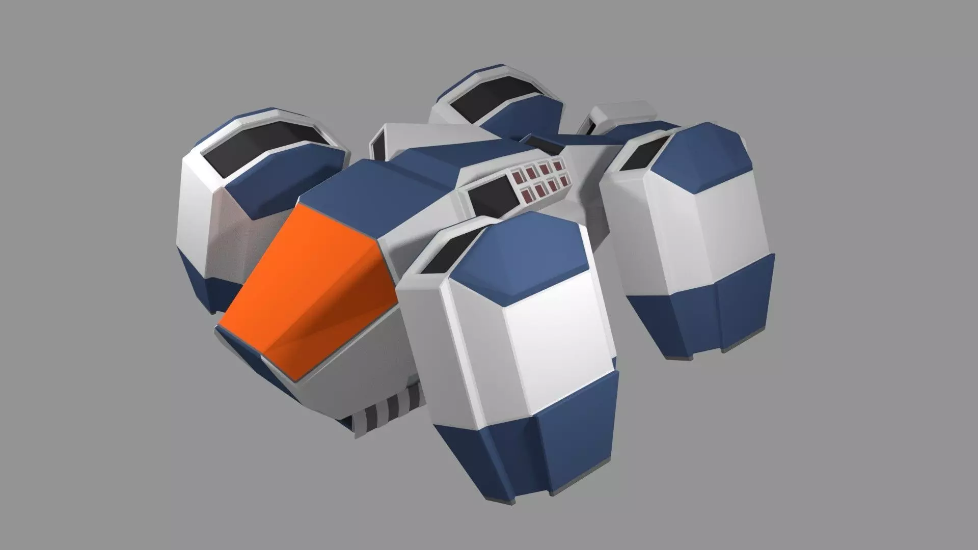 spaceship orange and robot Free low-poly 3D model