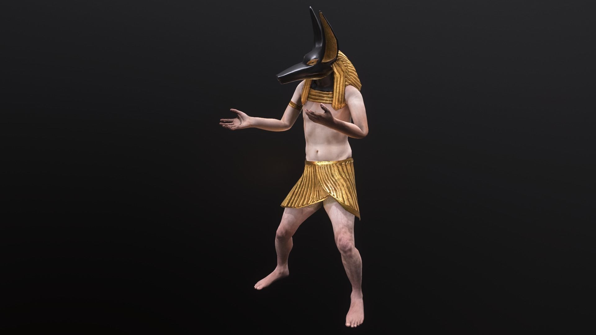Man in Anubis mask Low-poly 3D model_4