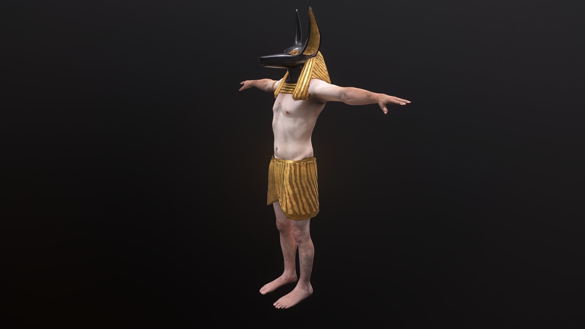 Man in Anubis mask Low-poly 3D model_5