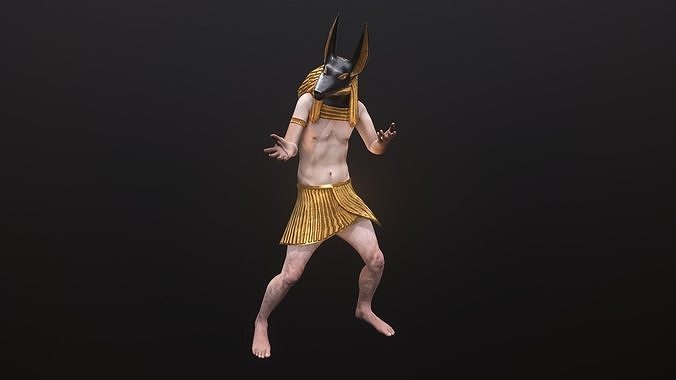 Man in Anubis mask Low-poly 3D model