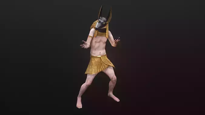 Man in Anubis mask Low-poly 3D model