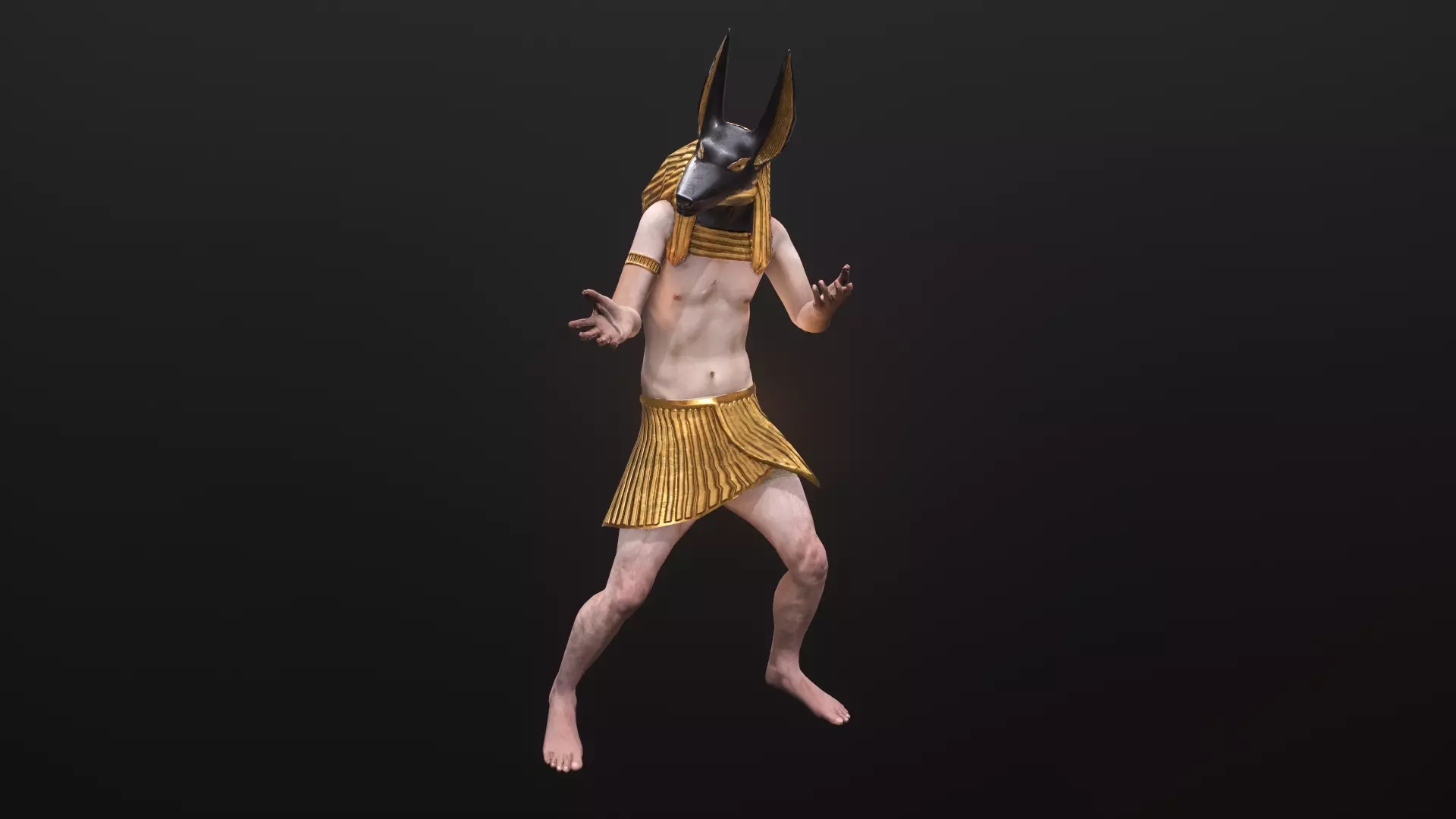 Man in Anubis mask Low-poly 3D model_0