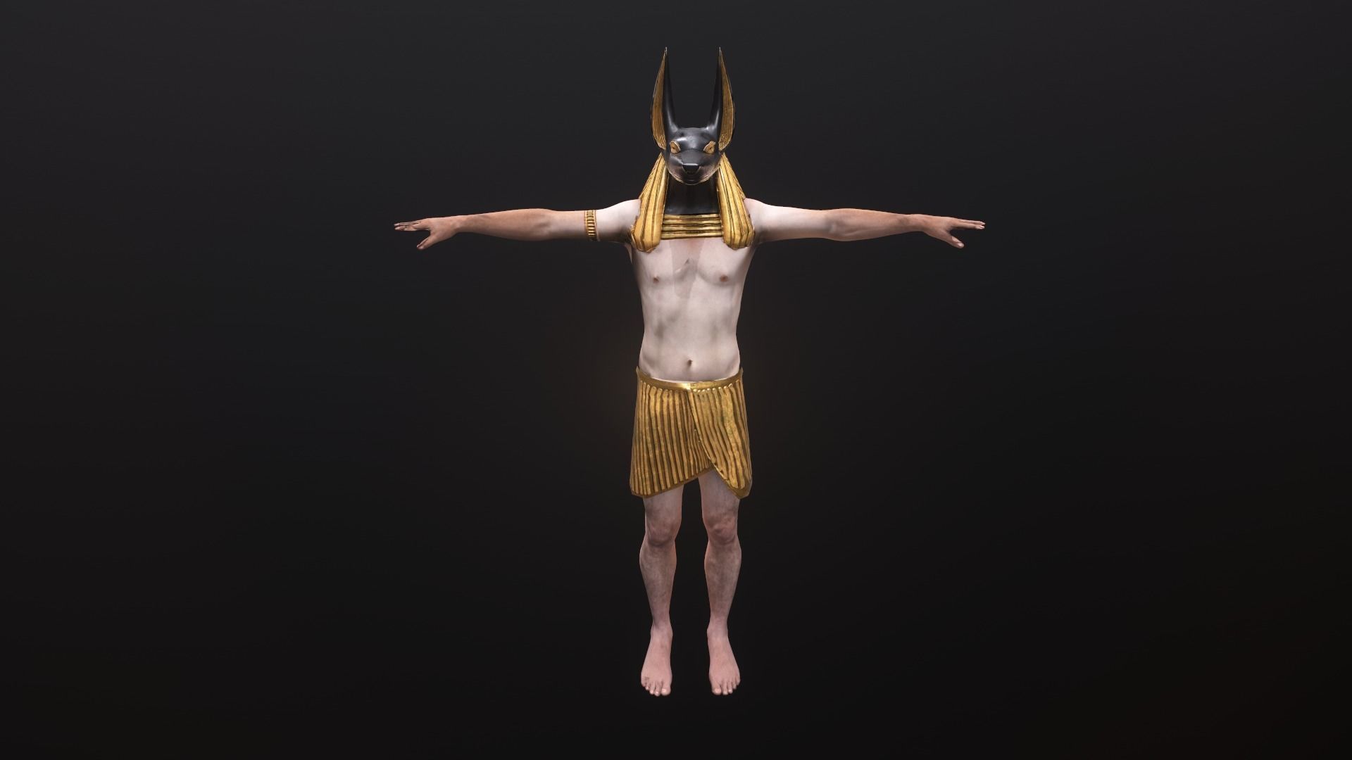 Man in Anubis mask Low-poly 3D model_2