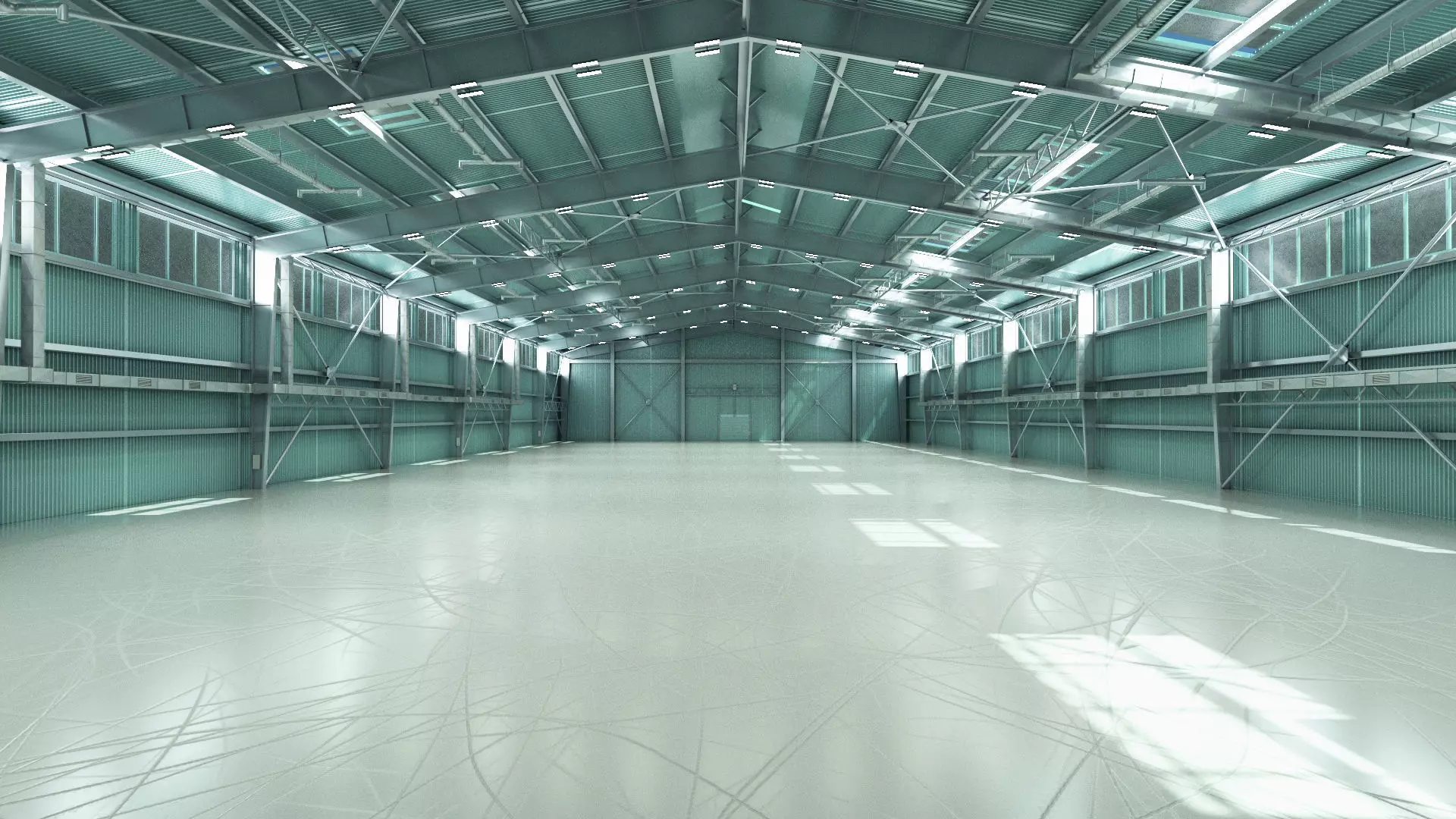 large industrial hangar 3D model_0