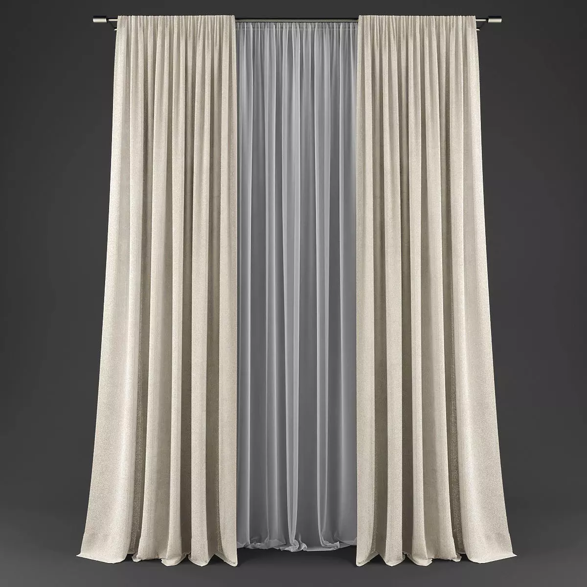 Curtains pair of Low-poly 3D model_0