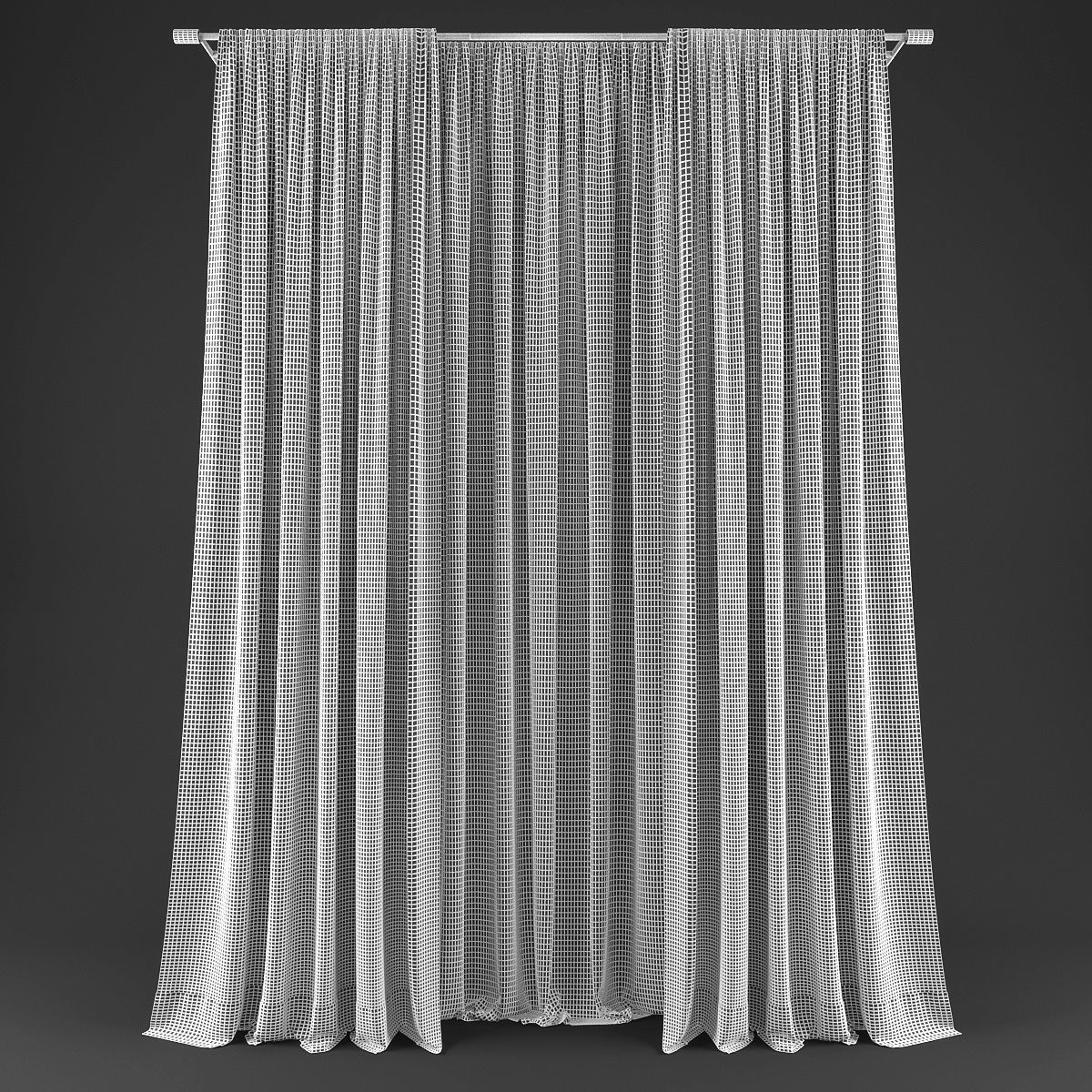 Curtains pair of Low-poly 3D model_1