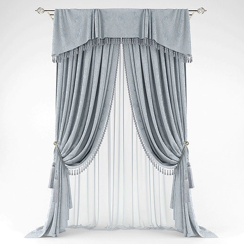Curtains curtain with drapes and tassels Low-poly 3D model