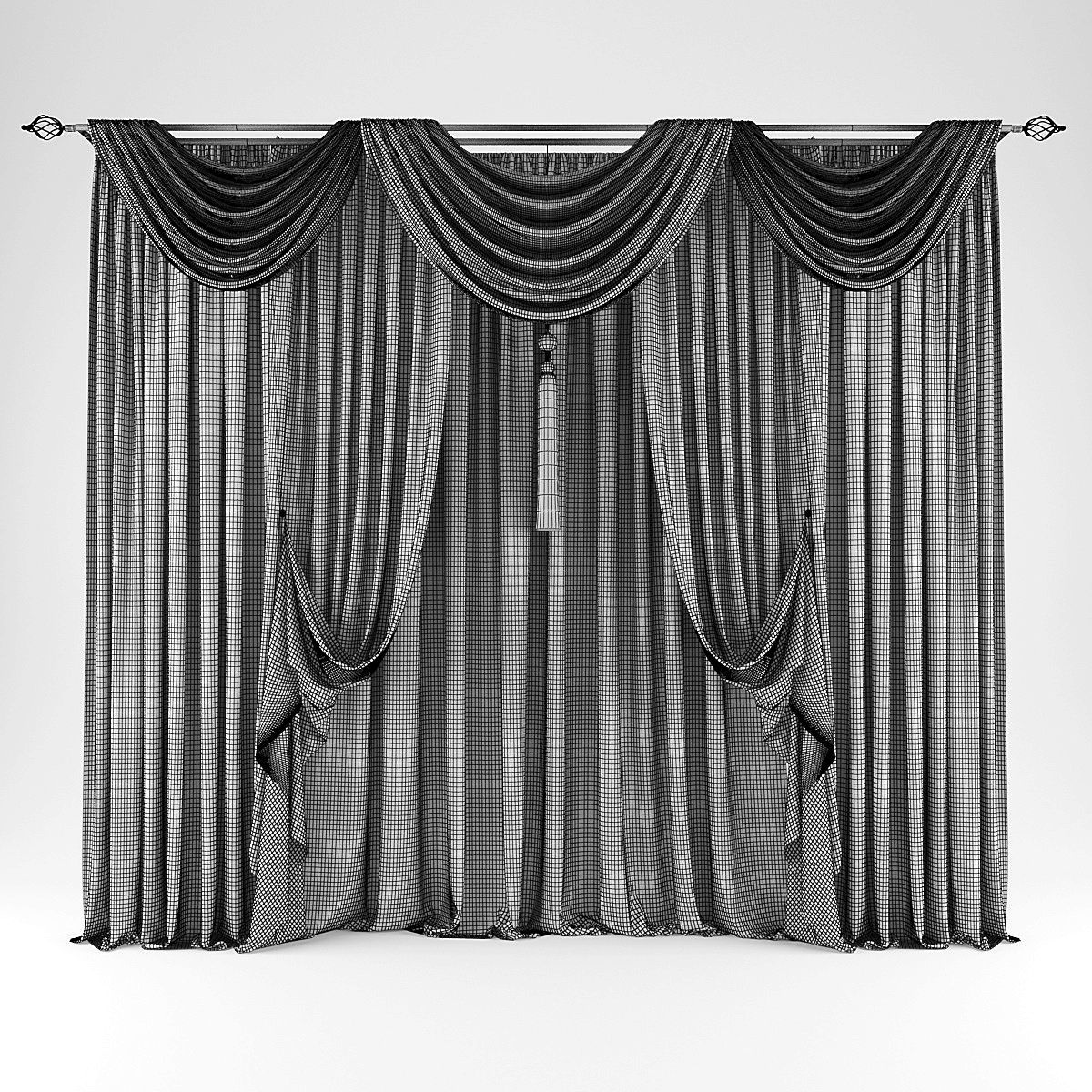 Curtains curtain Low-poly 3D model_1