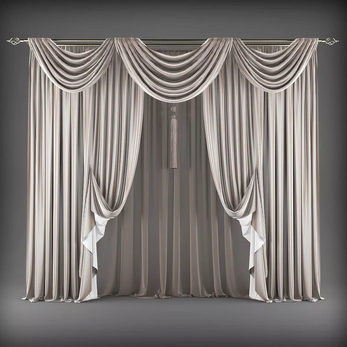 Curtains curtain Low-poly 3D model_0