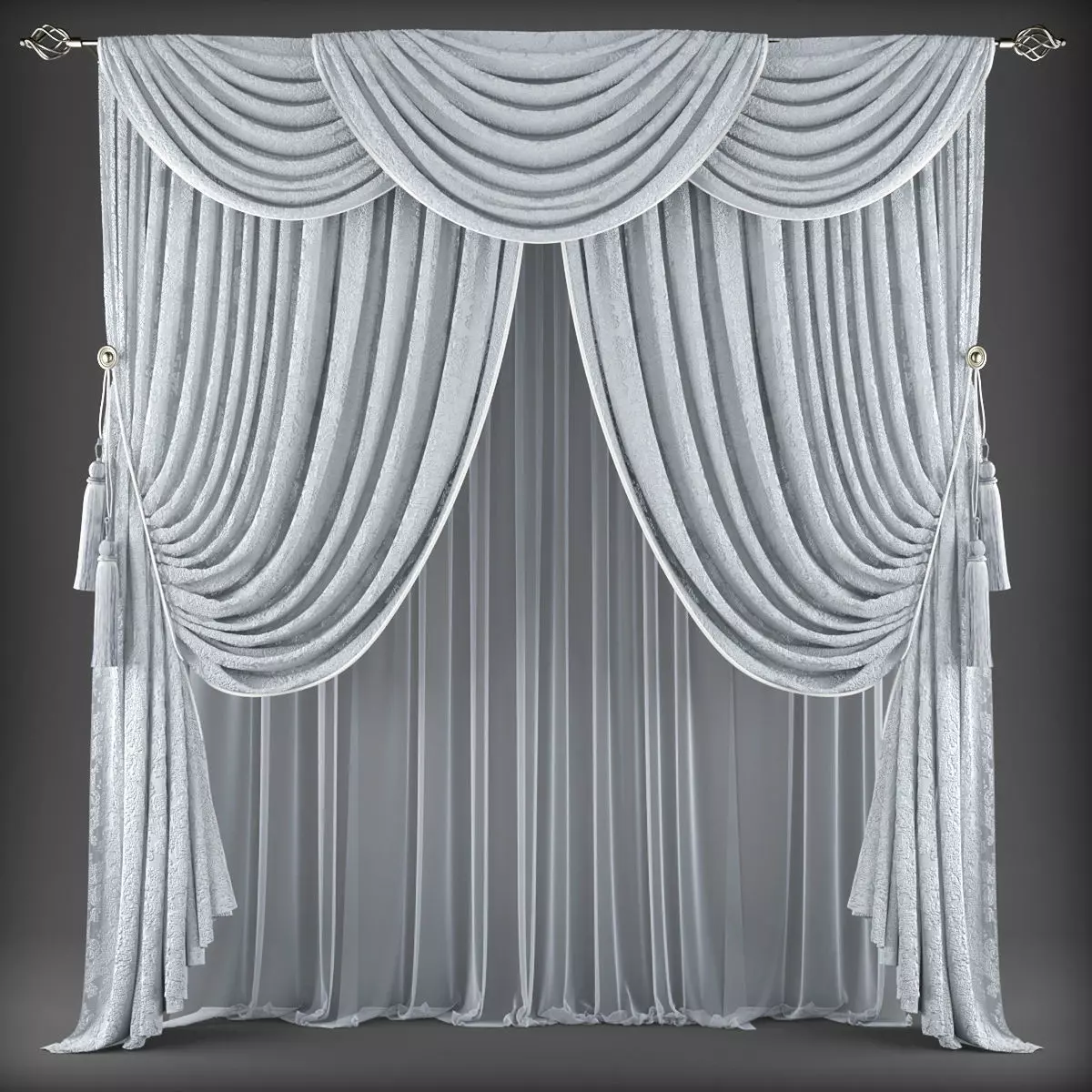 Curtains curtain Low-poly 3D model_0