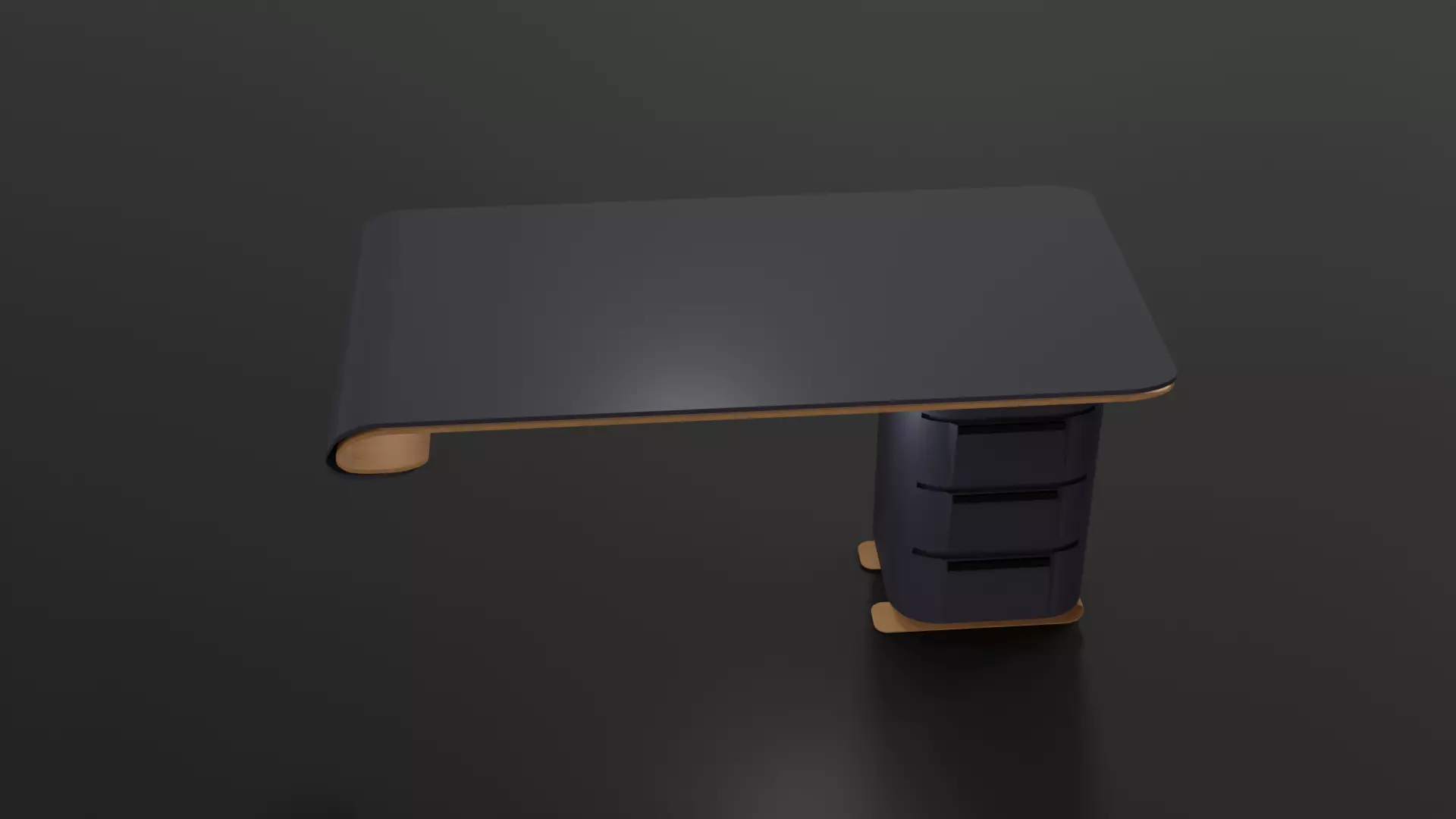 Simple modern desk 3D model_0