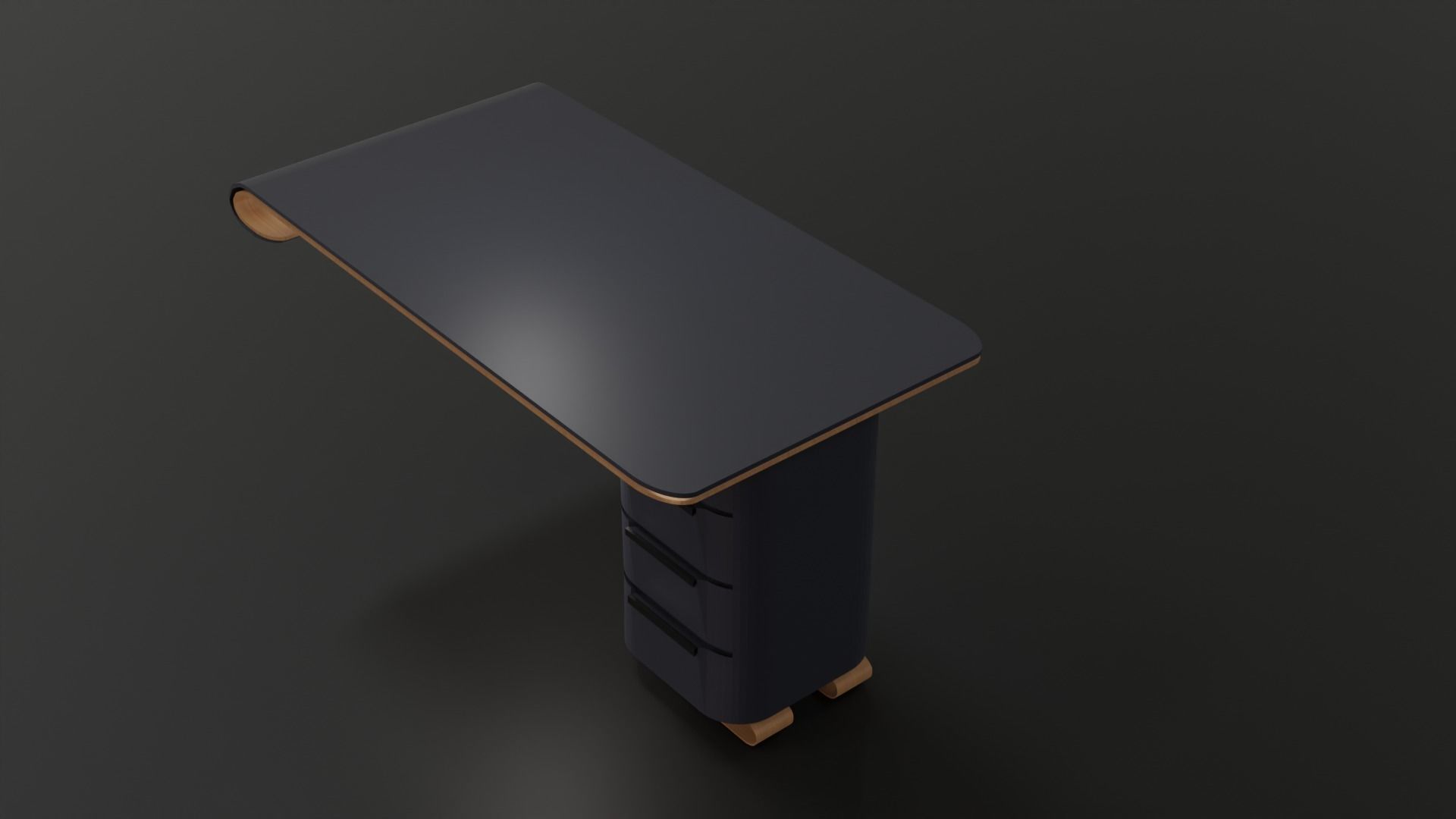 Simple modern desk 3D model_1