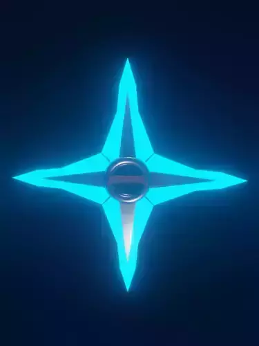 Shuriken 3d model in blue weapon for game assets Low-poly 3D model