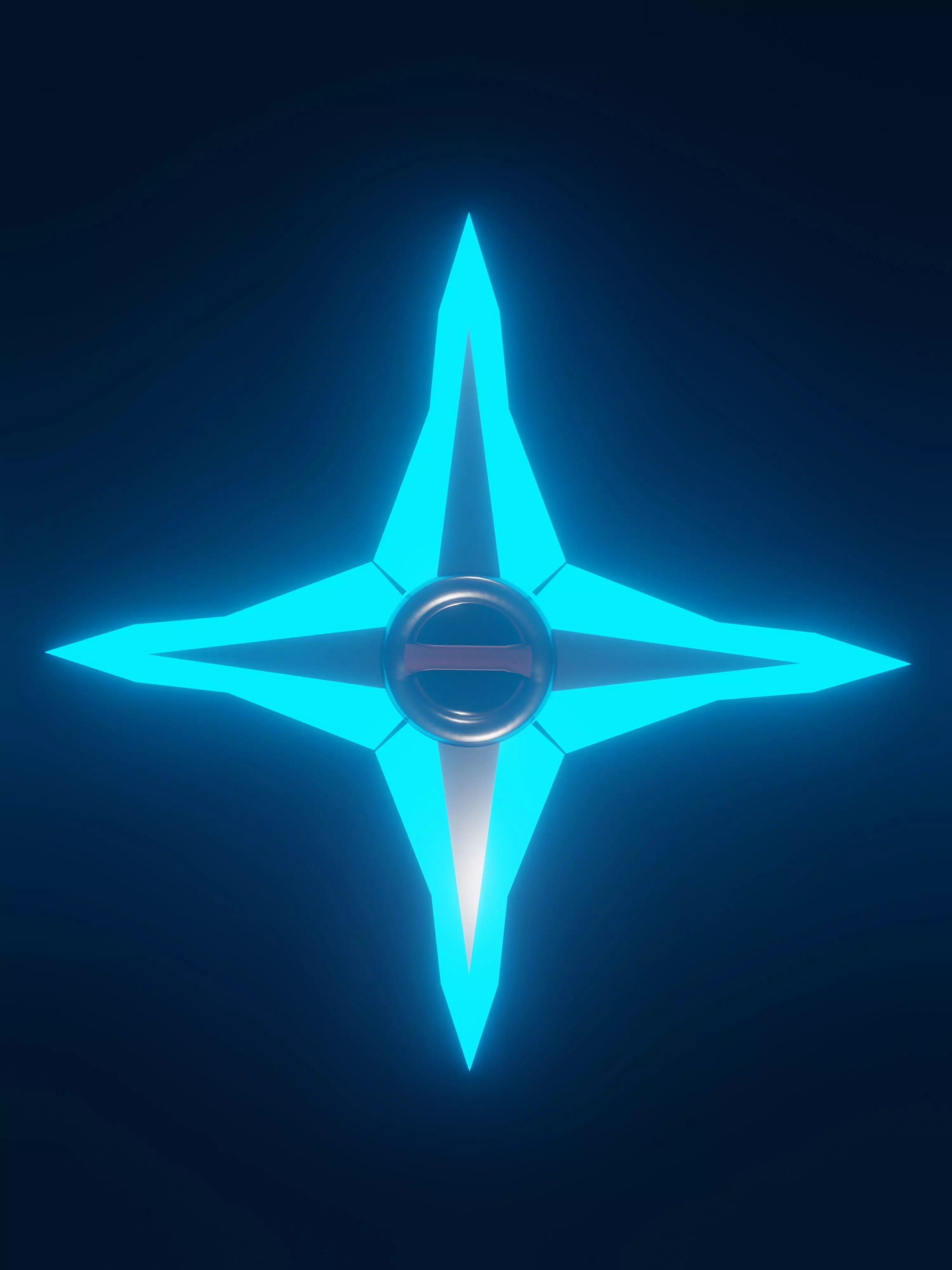 Shuriken 3d model in blue weapon for game assets Low-poly 3D model
