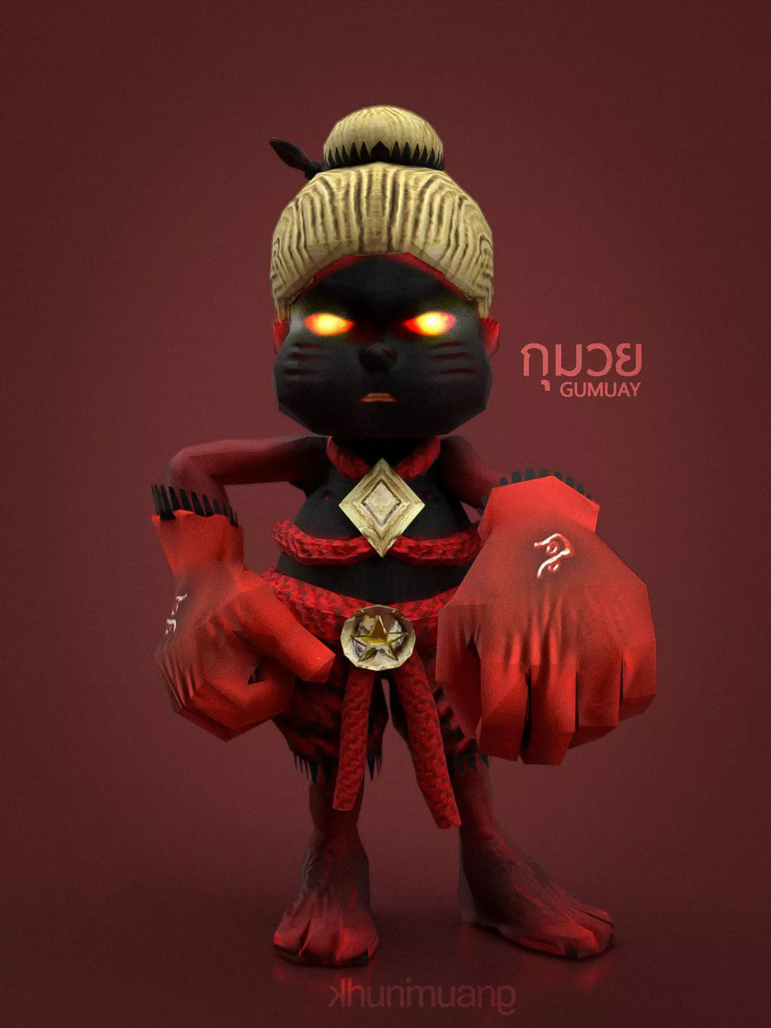 Character design Designed from a Thai child ghost Low-poly 3D model