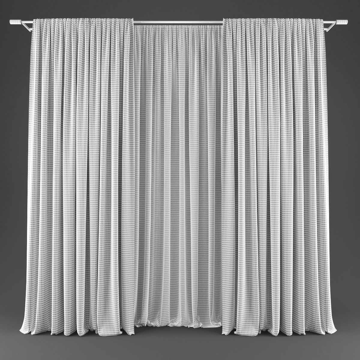 Curtains pair of Low-poly 3D model_1