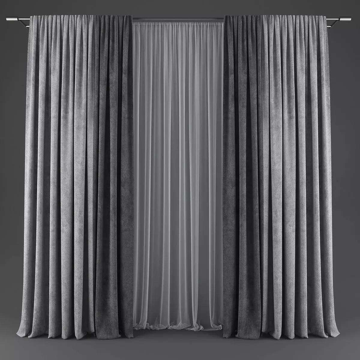 Curtains pair of Low-poly 3D model_0