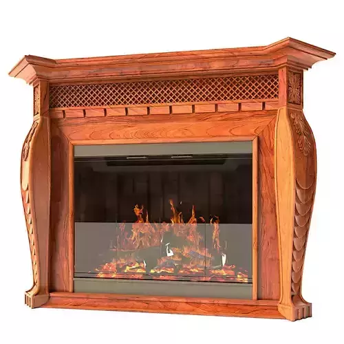 Fireplace electric with wooden mantle