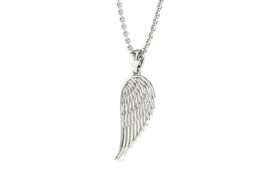 Angel Wing Printable Necklace Pendant 3dmodel 23mm Height 3D print model_9