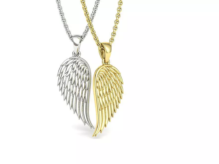 Angel Wing Printable Necklace Pendant 3dmodel 23mm Height 3D print model_0