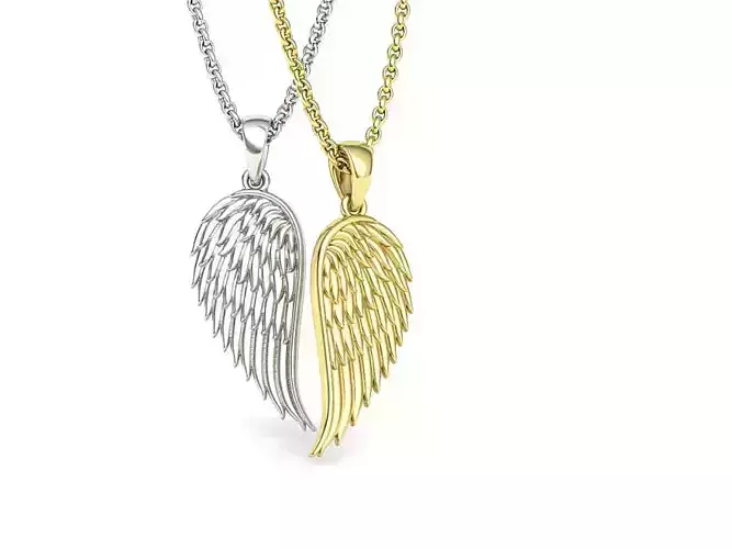Angel Wing Printable Necklace Pendant 3dmodel 23mm Height 3D print model