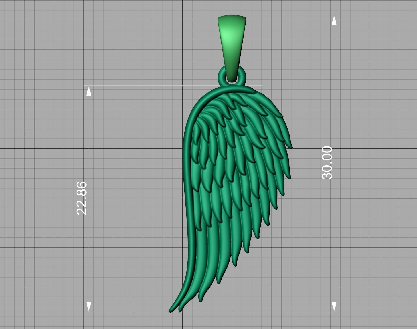 Angel Wing Printable Necklace Pendant 3dmodel 23mm Height 3D print model_13
