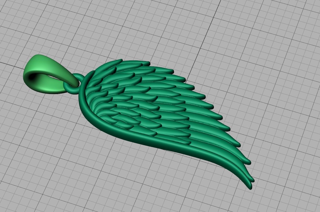 Angel Wing Printable Necklace Pendant 3dmodel 23mm Height 3D print model_17