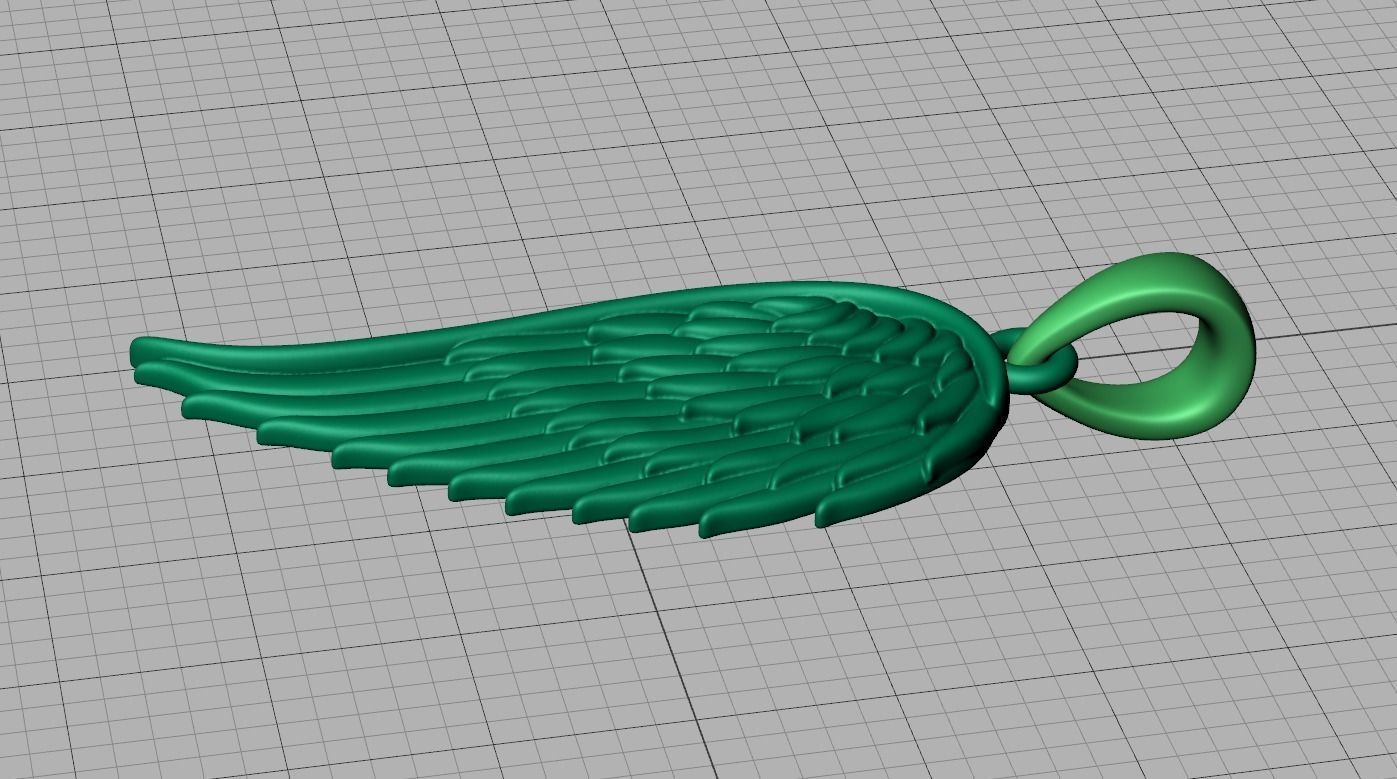 Angel Wing Printable Necklace Pendant 3dmodel 23mm Height 3D print model_15