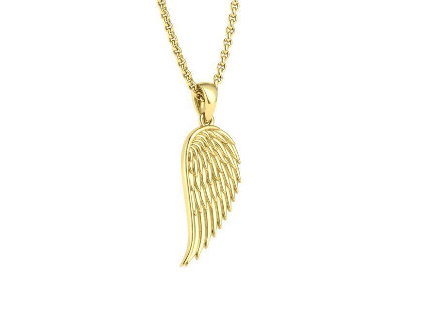 Angel Wing Printable Necklace Pendant 3dmodel 23mm Height 3D print model_7