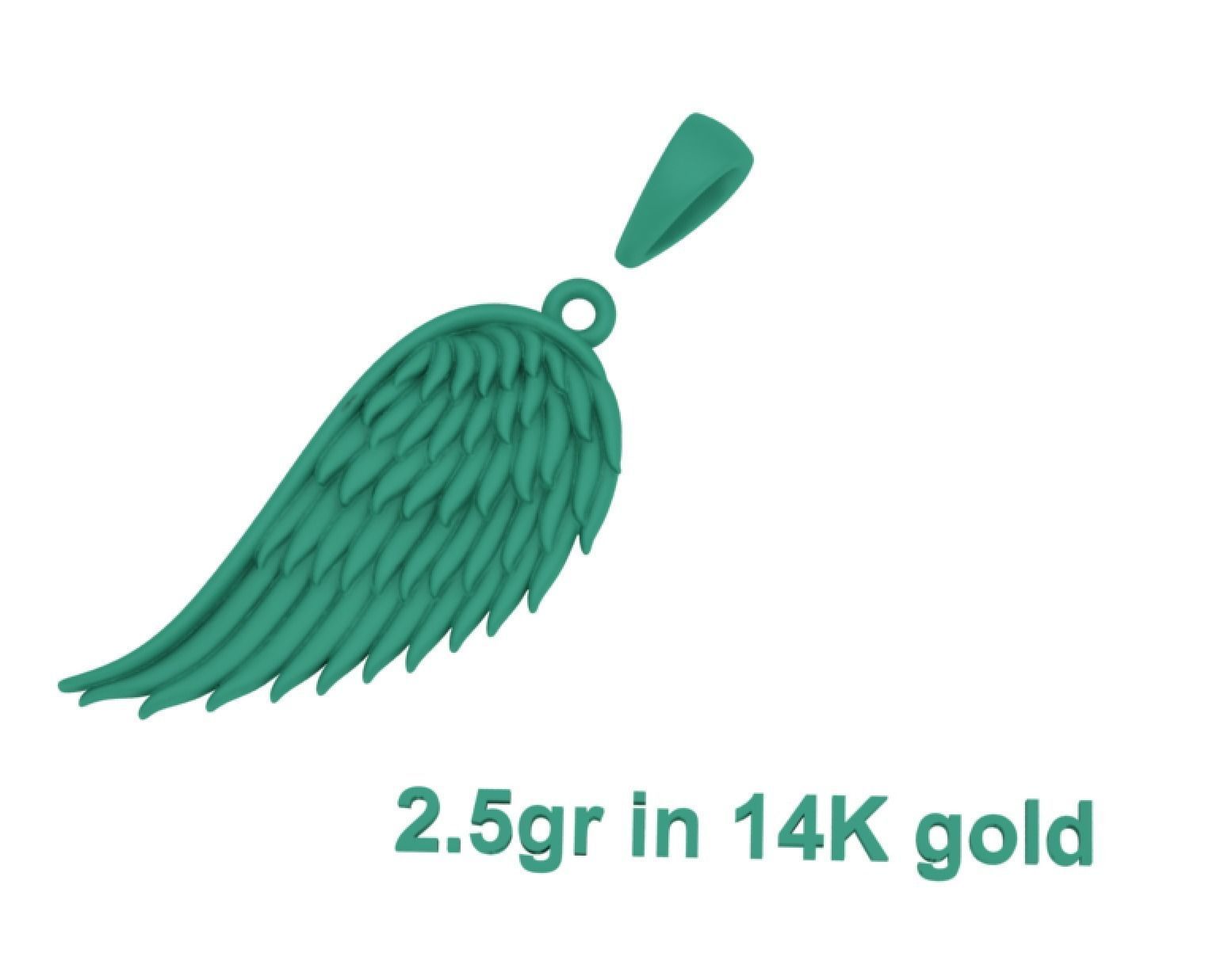 Angel Wing Printable Necklace Pendant 3dmodel 23mm Height 3D print model_12