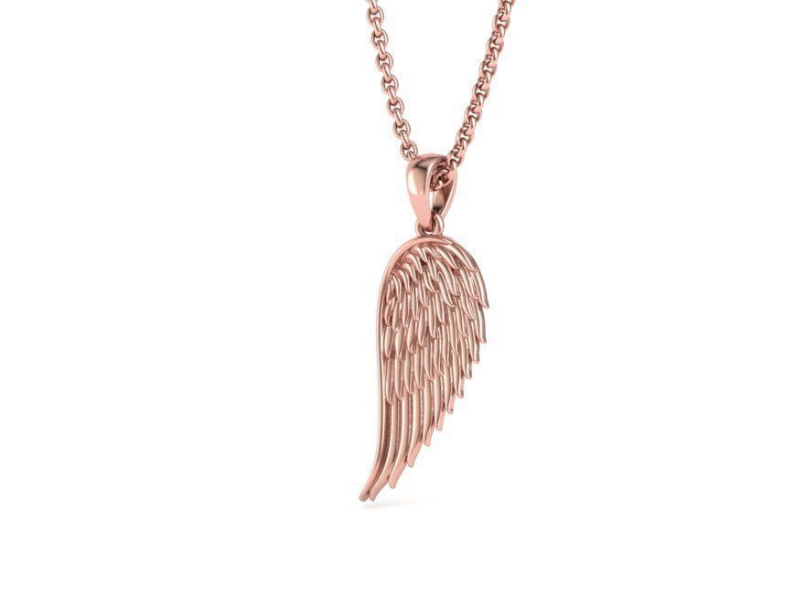 Angel Wing Printable Necklace Pendant 3dmodel 23mm Height 3D print model_8