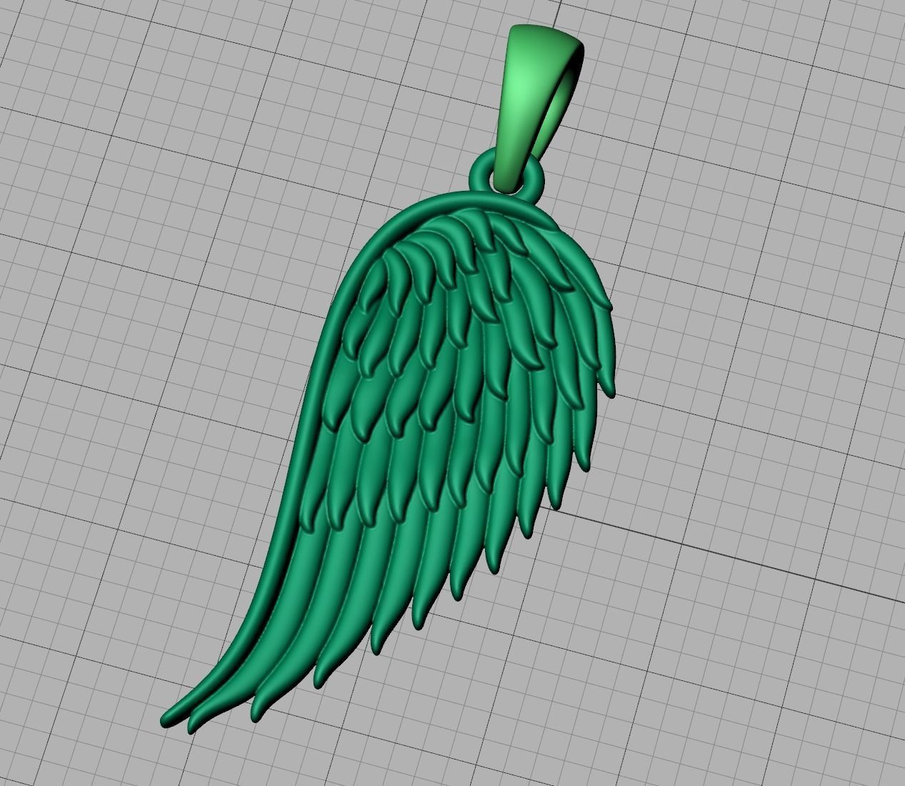 Angel Wing Printable Necklace Pendant 3dmodel 23mm Height 3D print model_14