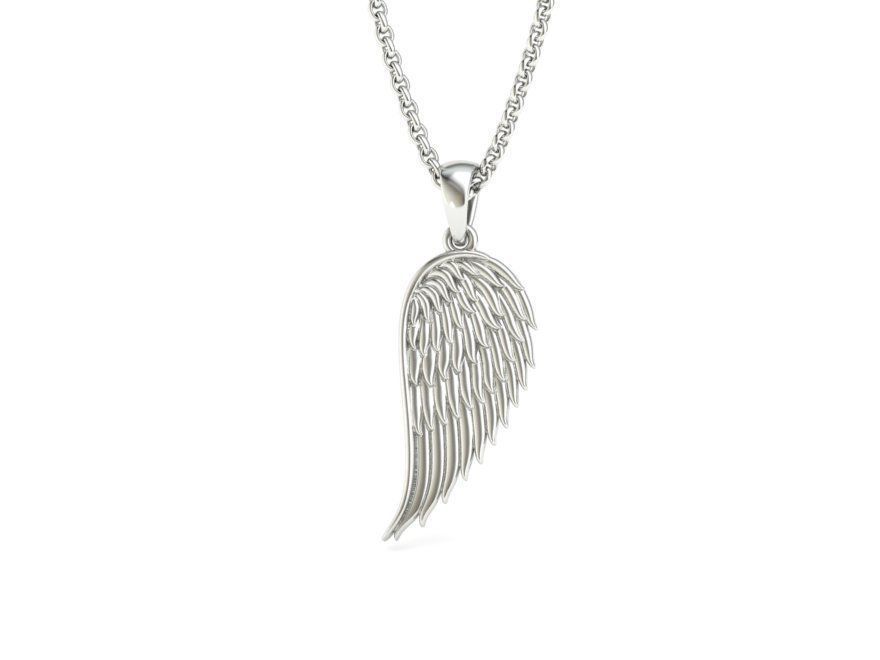 Angel Wing Printable Necklace Pendant 3dmodel 23mm Height 3D print model_3