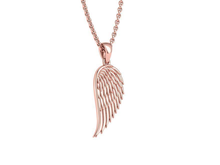 Angel Wing Printable Necklace Pendant 3dmodel 23mm Height 3D print model_5