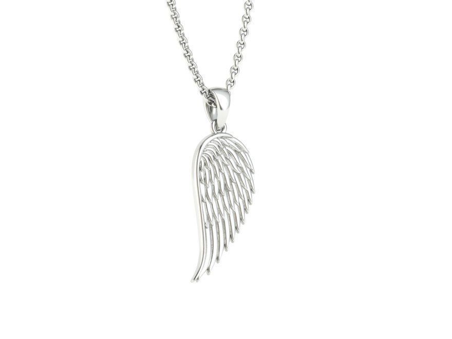 Angel Wing Printable Necklace Pendant 3dmodel 23mm Height 3D print model_6