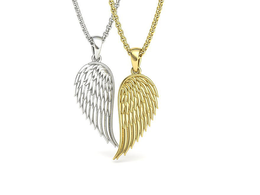 Angel Wing Printable Necklace Pendant 3dmodel 23mm Height 3D print model_1